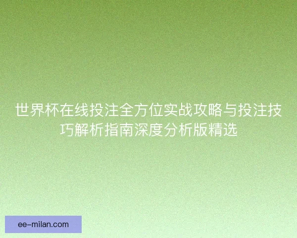世界杯在线投注全方位实战攻略与投注技巧解析指南深度分析版精选